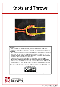 Clinical skills instruction booklet cover page, Knots and Throws